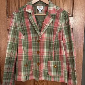 Talbots madras plaid stretch jacket, size 14